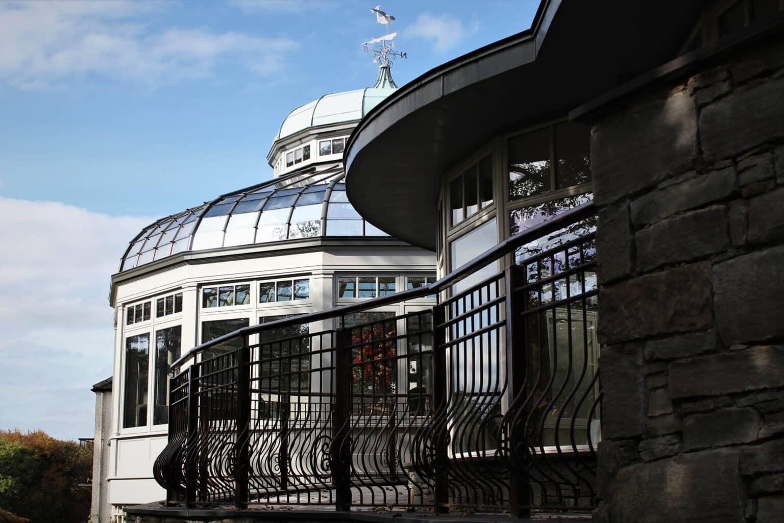 Bespoke curved glass conservatory for a commercial bar or restaurant.