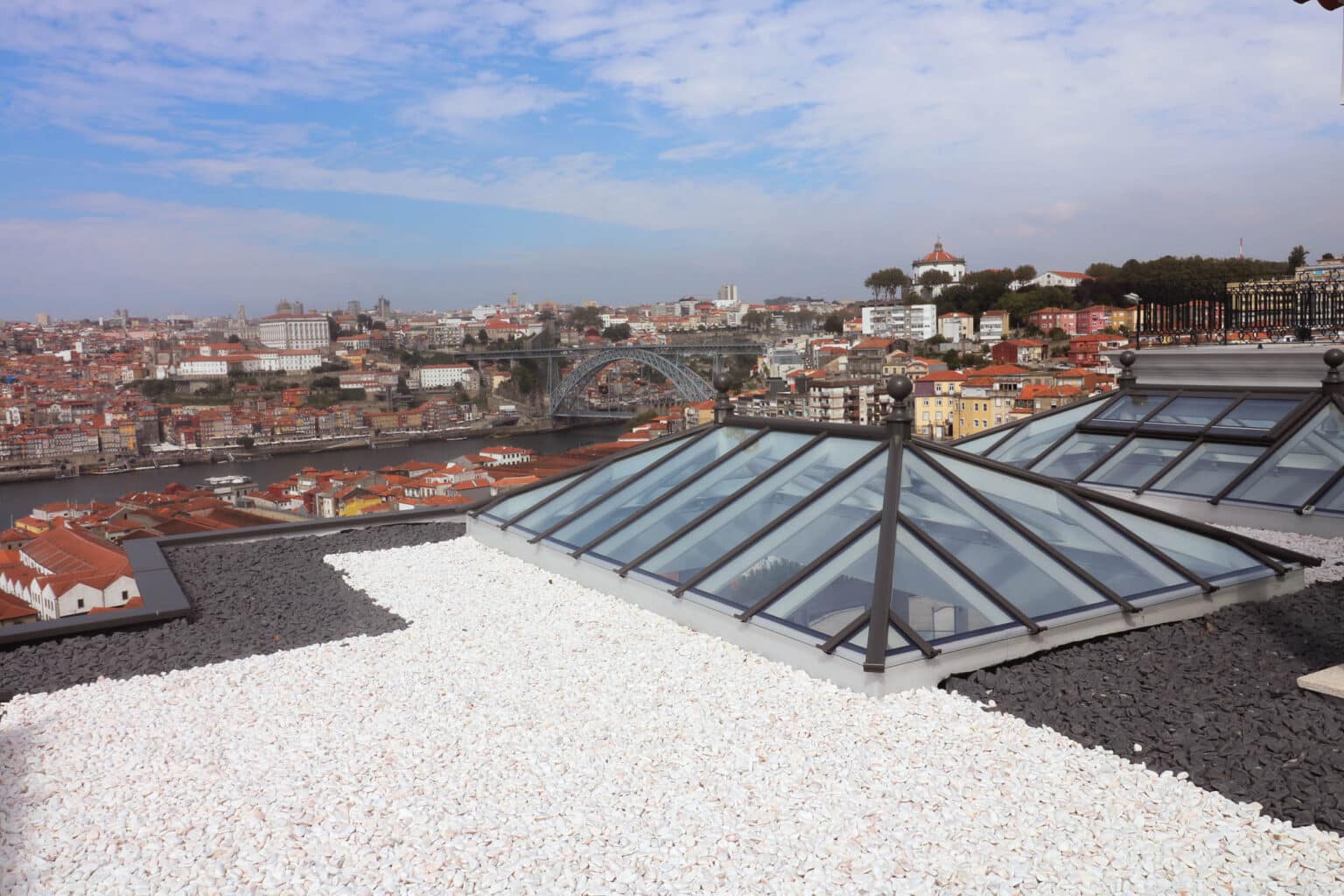 Large glass roof lantern for a commercial restaurant in a city.